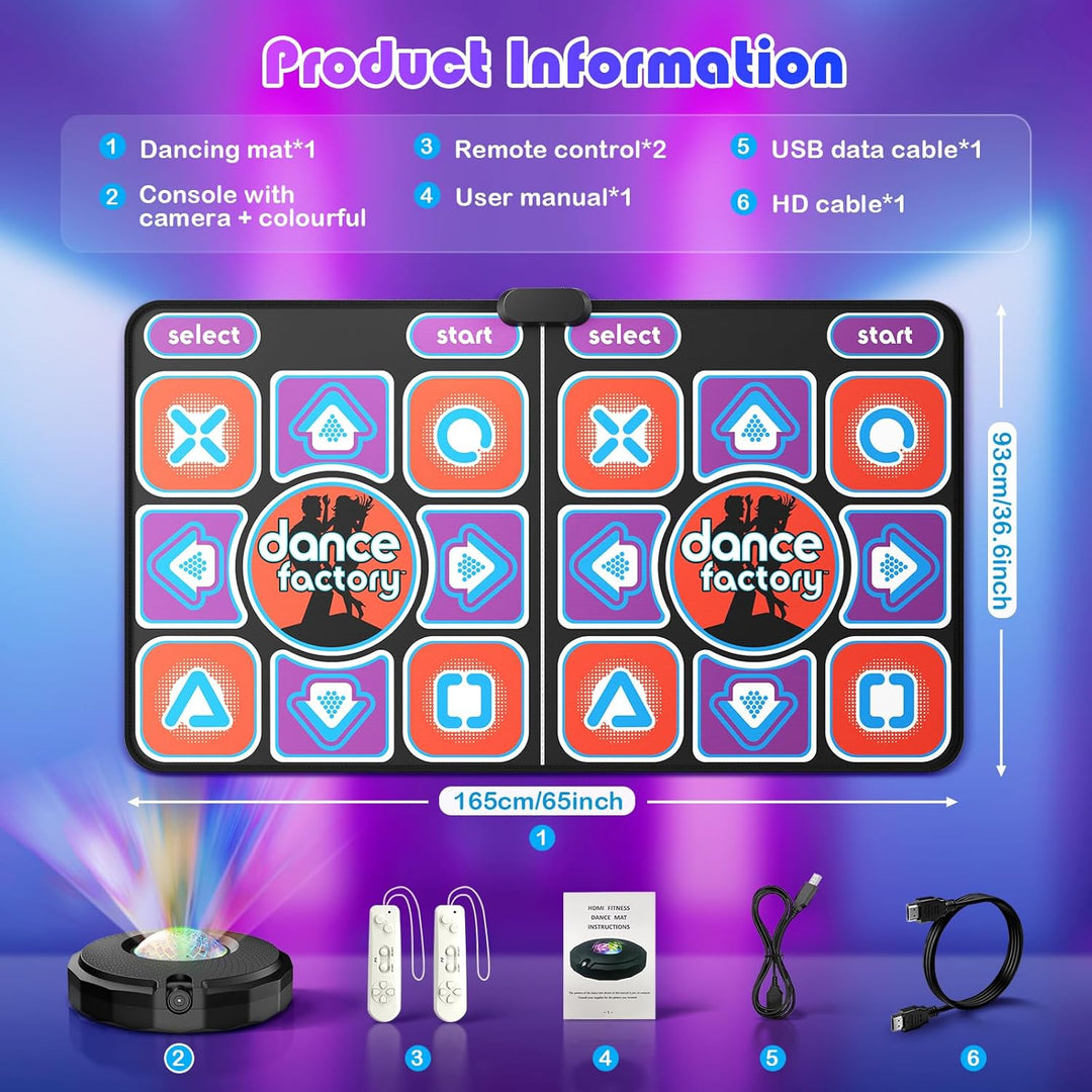 Tanzmatte für TV mit Kamera, Doppel-Tanzmatte für Kinder und Erwachsene, Dance Mat mit 4-Taste, 6-Ta