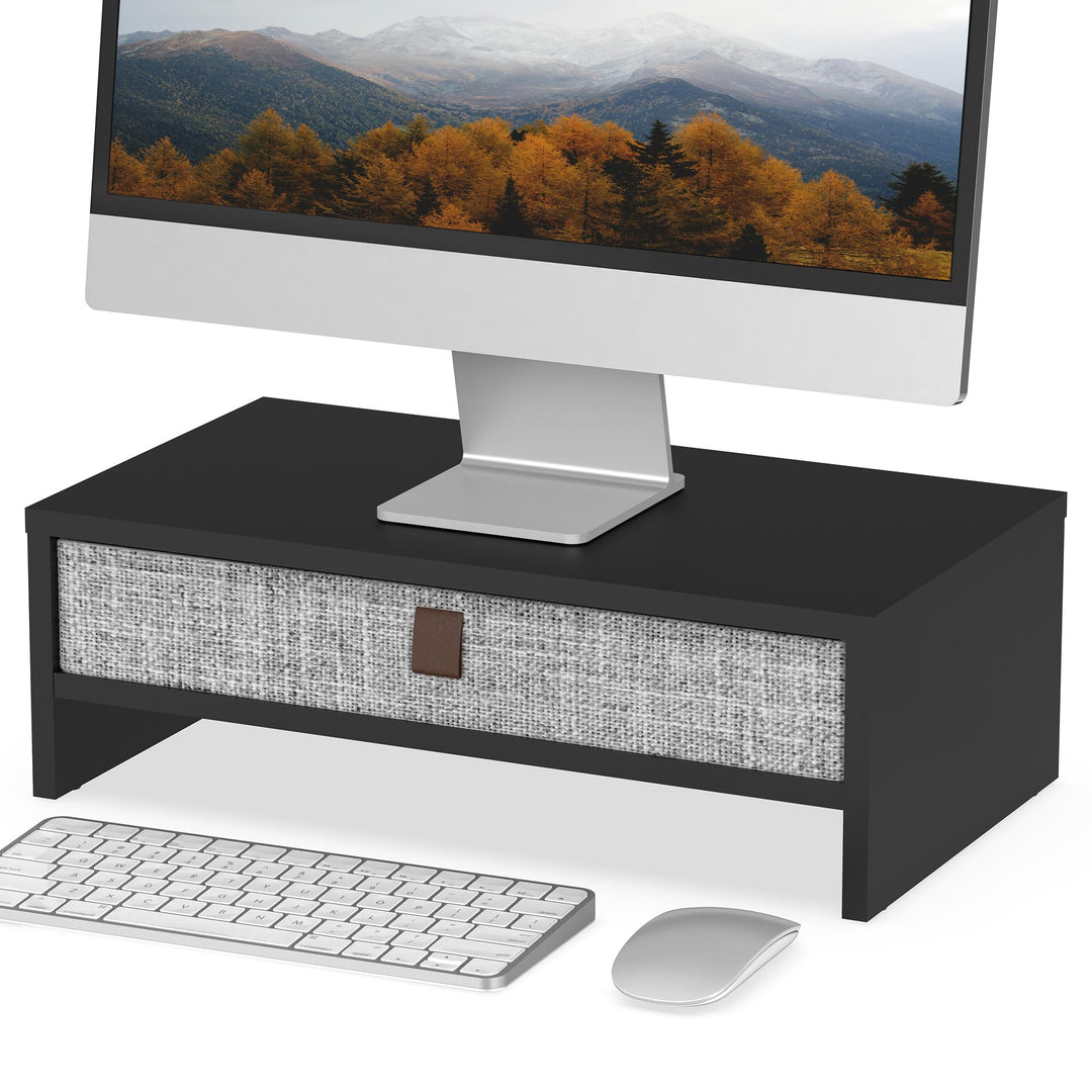 Fenge Monitorständer mit Schublade, 42,5 cm Monitorerhöhung, Desktop-Organizer für PC/Laptop/Drucker