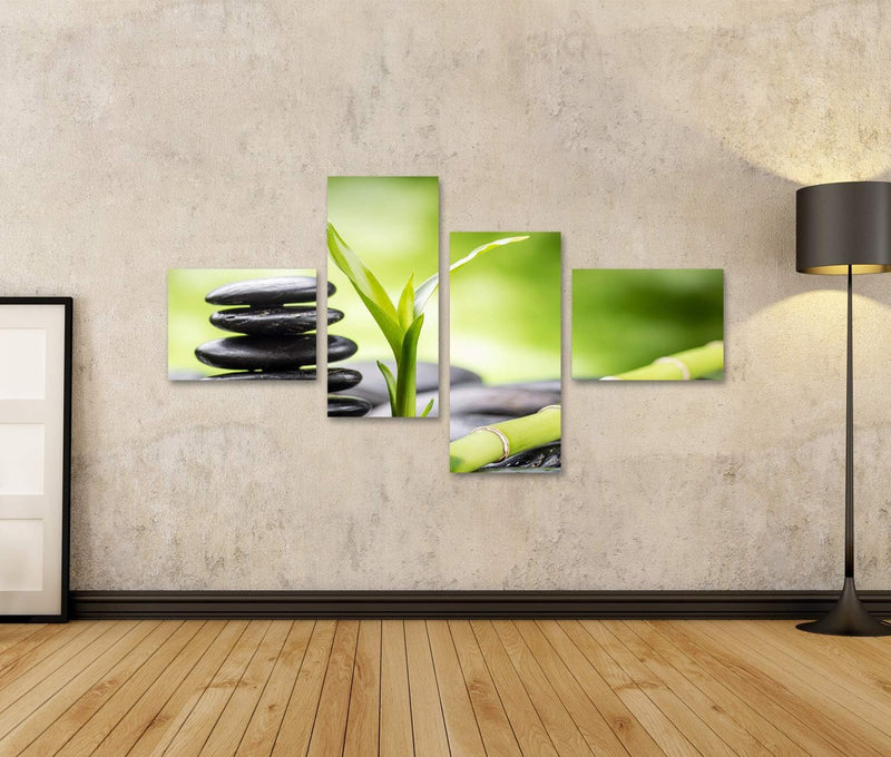 islandburner Bild auf Leinwand Zen Basaltsteine Und Bambus Bilder Wandbilder Poster Leinwand 150x80c