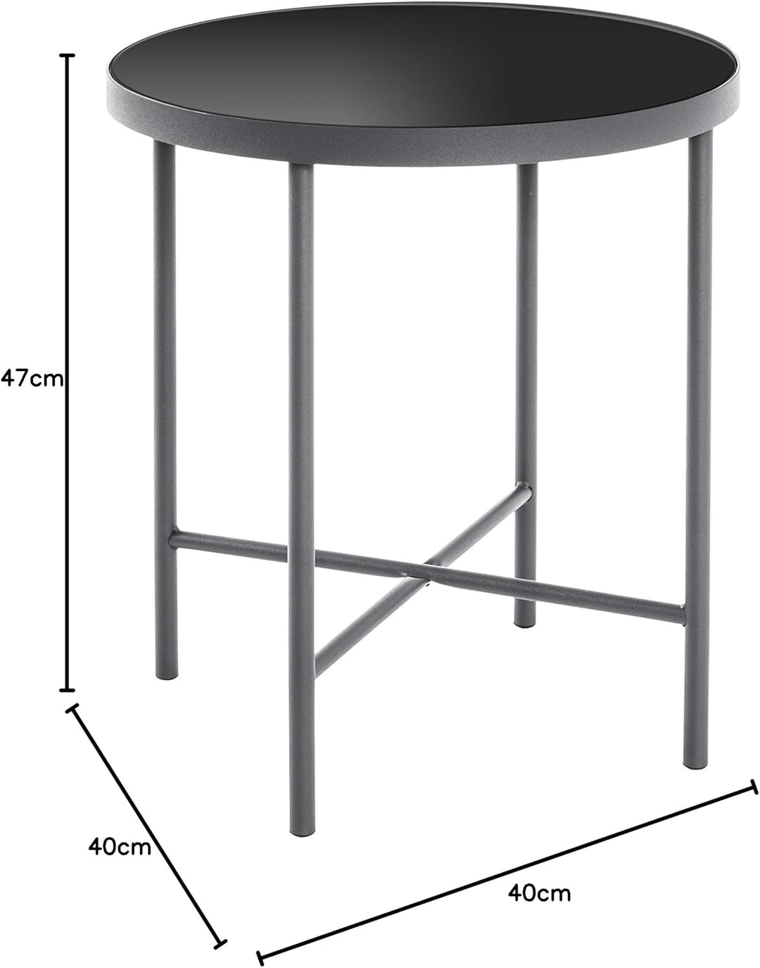 HAKU Möbel Beistelltisch, Metall, anthrazit-schwarz, Ø 40 x H 47 cm, Anthrazit-schwarz