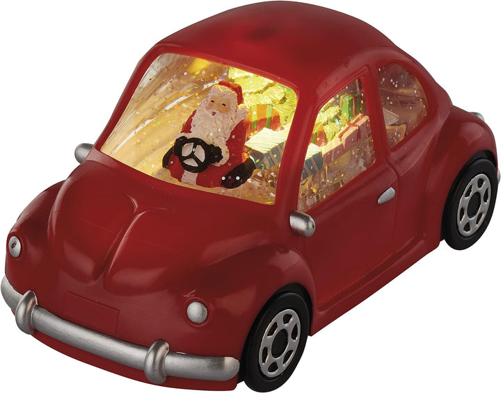 EMOS Dekoratives Auto mit Weihnachtsmann, Schneekugel, warmweiss, für den Innenbereich IP20, batteri