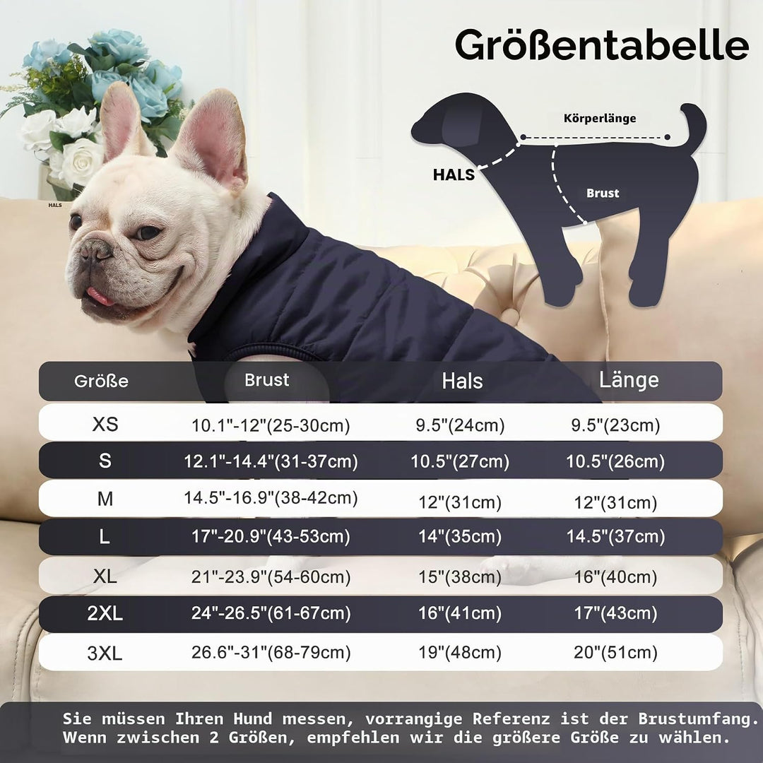 Mit Fleece gefütterte Hundejacke mit 2 Schichten von JoyDaog, sehr warm für den Winter und kaltes We