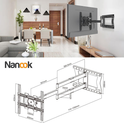 Nanook 2120 Langarm-TV-Wandhalterung für 42-75-Zoll-Fernseher, Extra langer Auszug bis zu 120 cm, St