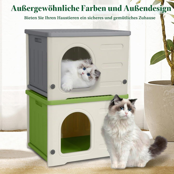 Kunststoff Katzenhaus Outdoor Indoor Gebrauch, Katzenhaus Outdoor Winterfest stapelbar verwilderte K
