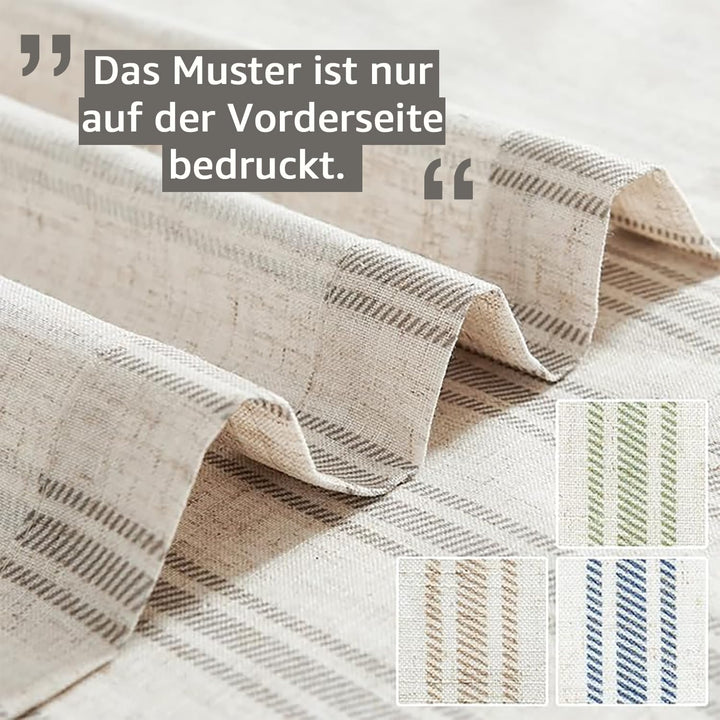 TOPICK Leinen Gestreifte Vorhänge Grau Streifen Gardinen mit Ösen Ticking Streifen Muster Leinenopti
