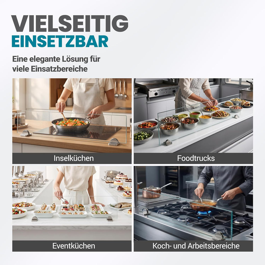 stauraum Spritzschutz Halterung ohne Bohren Herd Kochinsel mit Glasplatte 80cm Breite