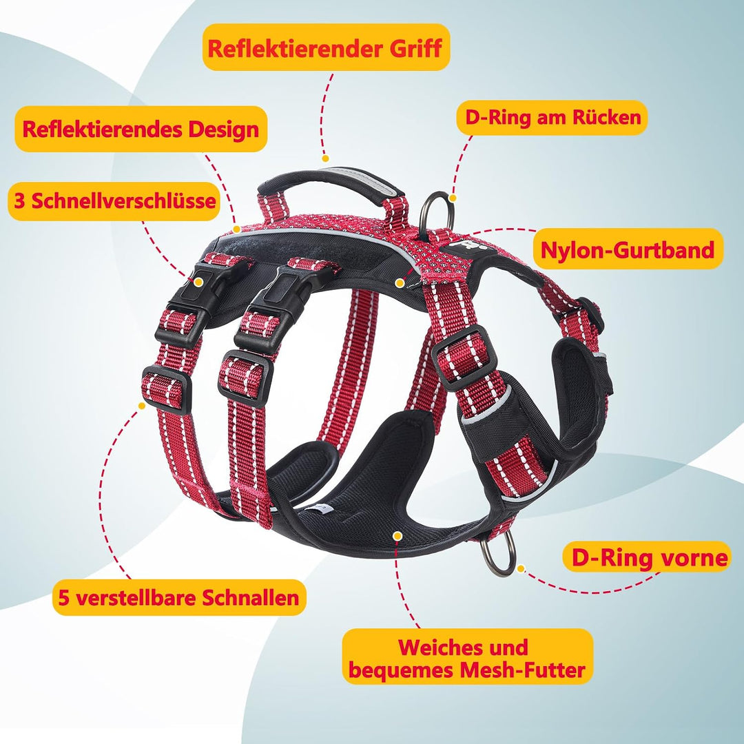 Huntboo Hundegeschirr Kleine Hunde, Sicherheitsgeschirr Hund Ausbruchsicher mit 6 Patches, Service G
