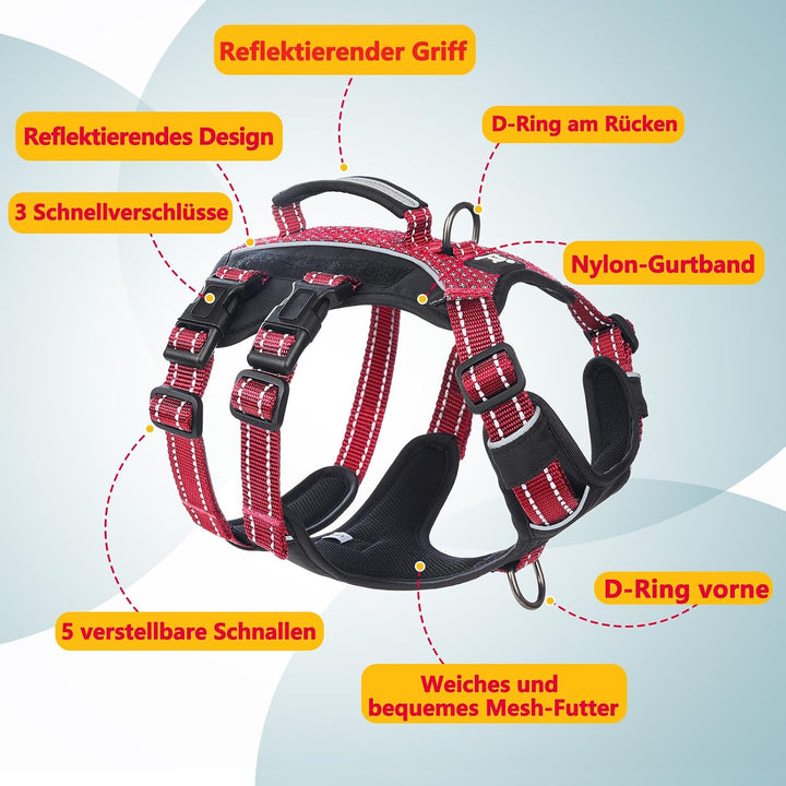 Huntboo Hundegeschirr Kleine Hunde, Sicherheitsgeschirr Hund Ausbruchsicher mit 6 Patches, Service G