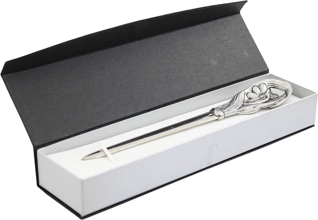 Cavagnini, Eleganter Brieföffner aus Edelstahl und Zinn, inklusive Geschenkbox (Blume) Fiore, Fiore