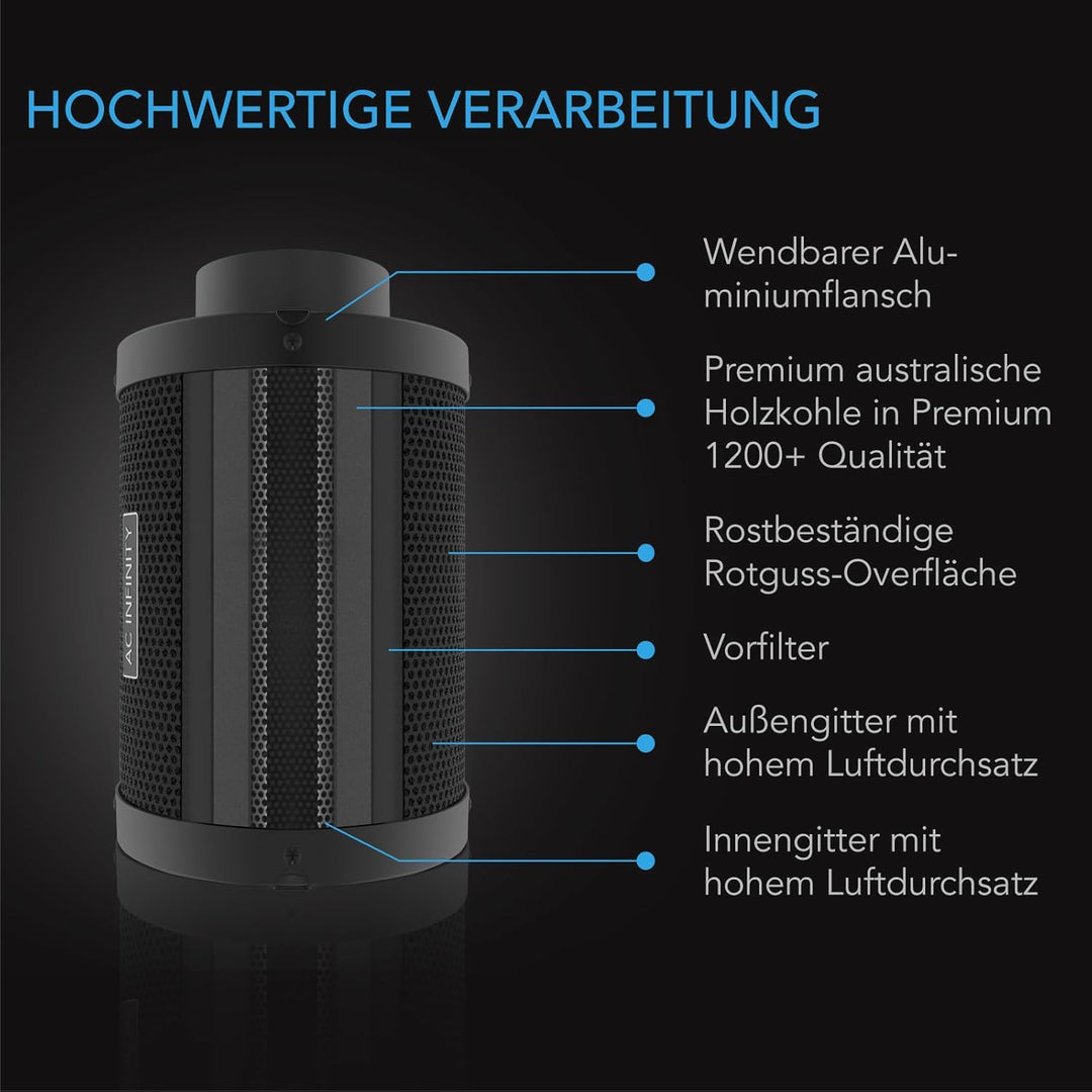 AC Infinity Air Carbon Filter 4 "mit Premium Australian Virgin Charcoal, für Inline-Kanalventilator,
