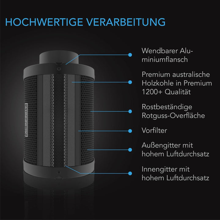 AC Infinity Air Carbon Filter 4 "mit Premium Australian Virgin Charcoal, für Inline-Kanalventilator,