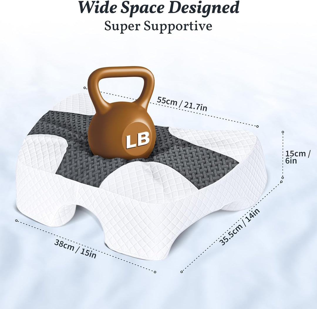SAHEYER Seitenschläferkissen mit Armloch, Orthopädisches Nackenkissen Kopfkissen, Memory Foam Kissen