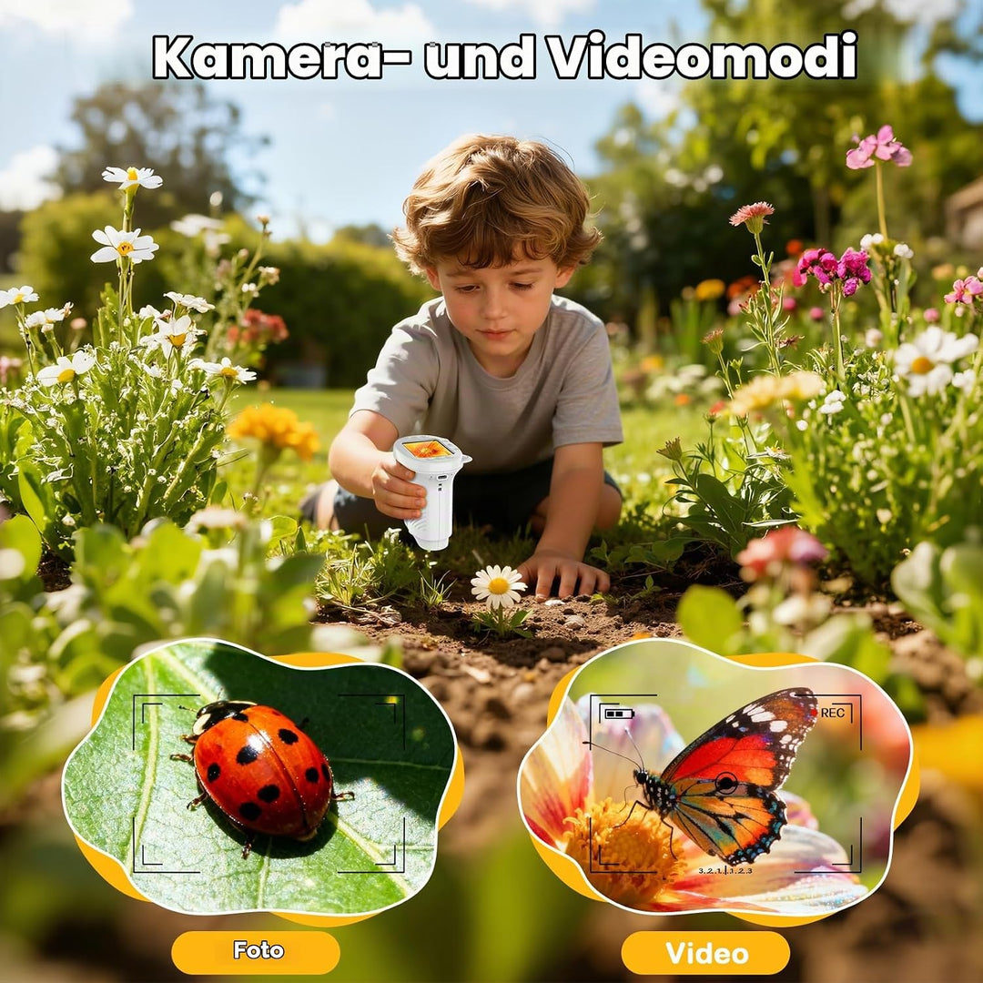 Handmikroskop für Kinder, 1000X Zoom Digitales USB-Mikroskope mit 2,4-Zoll-IPS-Bildschirm, Tragbare
