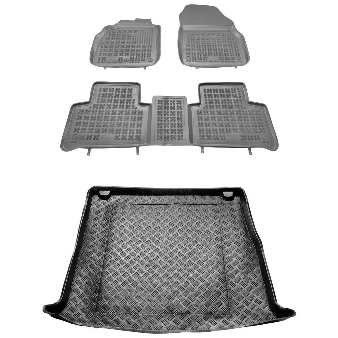 M MOTOS Satz Gummifussmatten und PE Kofferraumwanne für Renault Grand Scenic III 2009-2016 - Verbess