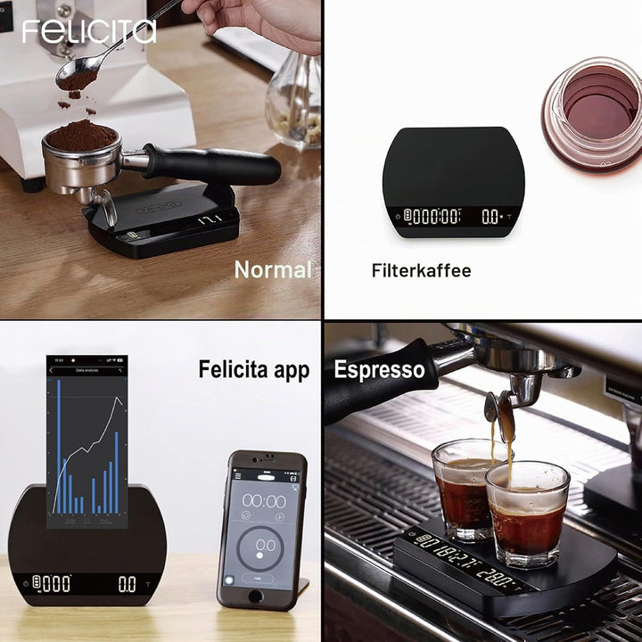 FELICITA ARC Kaffeewaage, Elektronische Espressowaage und Pour-Over Kaffeewaage mit Timer, 0,1 g Gen