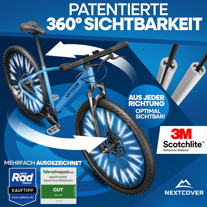 Nextcover® Speichenreflektoren Fahrrad - Das Original - [3M Scotchlite] maximale Sichtbarkeit I StVZ