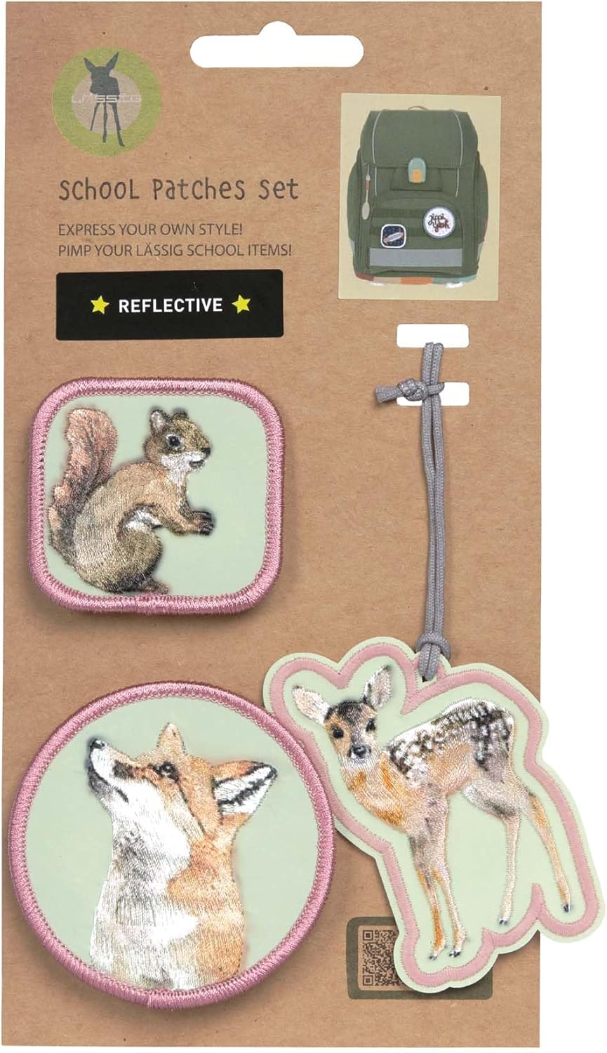 LÄSSIG Anhänger und Patches Set (3 Stk.) mit Druckknopf/School Patches Set Forest, Forest