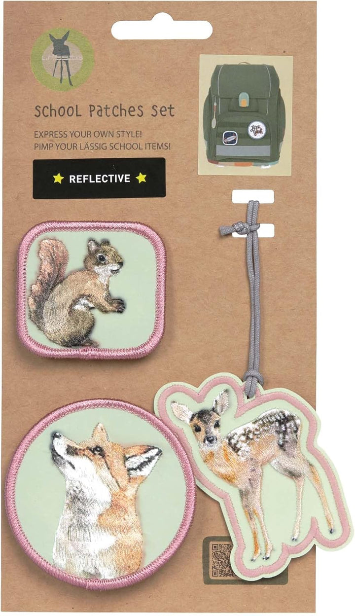 LÄSSIG Anhänger und Patches Set (3 Stk.) mit Druckknopf/School Patches Set Forest, Forest