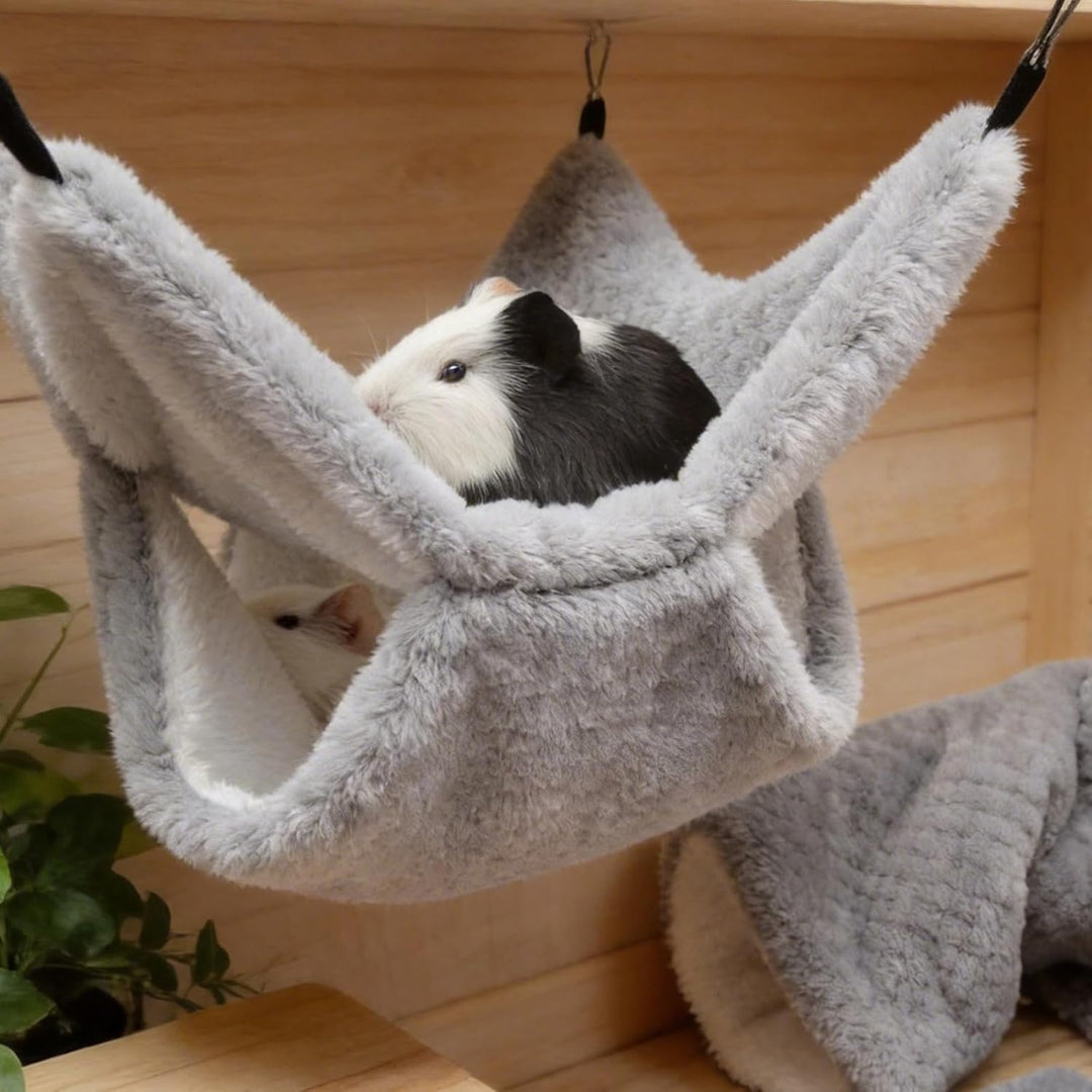 2 Stück Meerschweinchen Hängematte Set, Doppelschicht Hängende Kleintierbetten aus Weichem Flanell K
