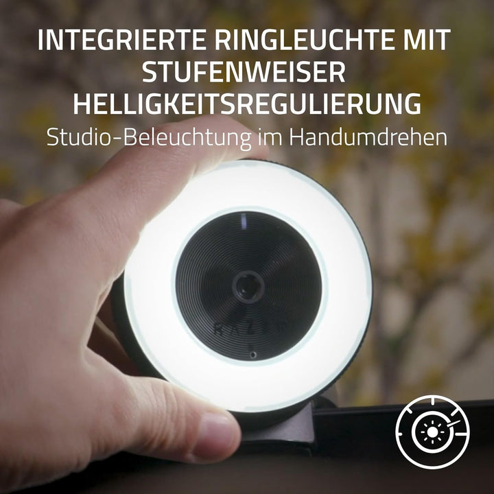 Razer Kiyo - Streaming-Kamera mit Ring-Beleuchtung (USB Webcam, HD-Video 720p, 60 FPS, kompatibel mi