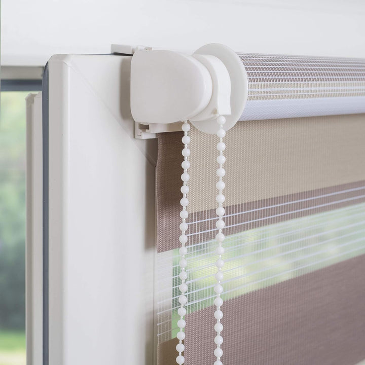 Klemmfix Doppelrollo dreifarbig hell beige Creme weiss - Breite 45 bis 120 cm, Länge 150 cm BZW. 210