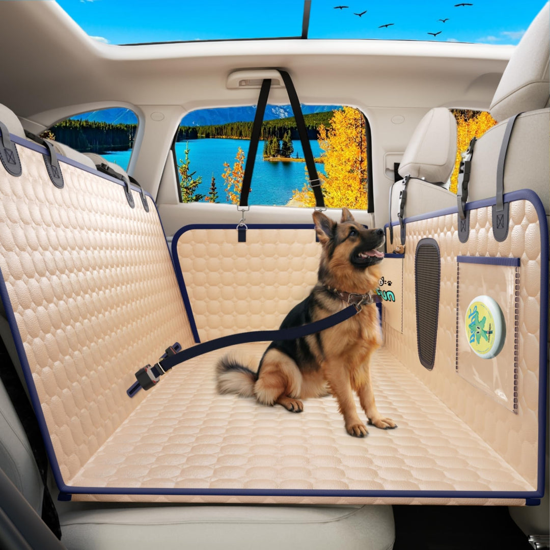 Hundedecke Auto Rückbank (132x62cm), PU-Leder Hundesitz Auto Rücksitzschoner Autodecke Harter Unters