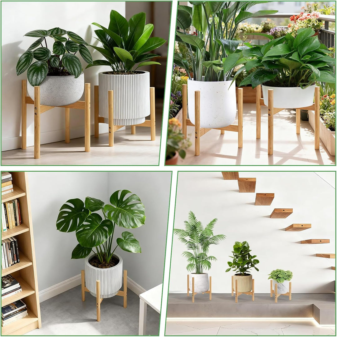 QUMENEY Moderner Pflanzenständer aus Holz, inspiriert vom Stil der Mitte des Jahrhunderts, für Haus,