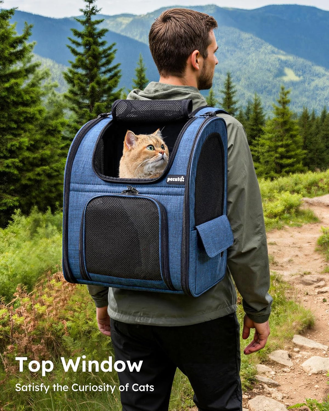 Katzenrucksack Grosse Katzen bis 8kg, Erweiterbar Faltbar, Hunderucksack mit Anti-offener Reissversc