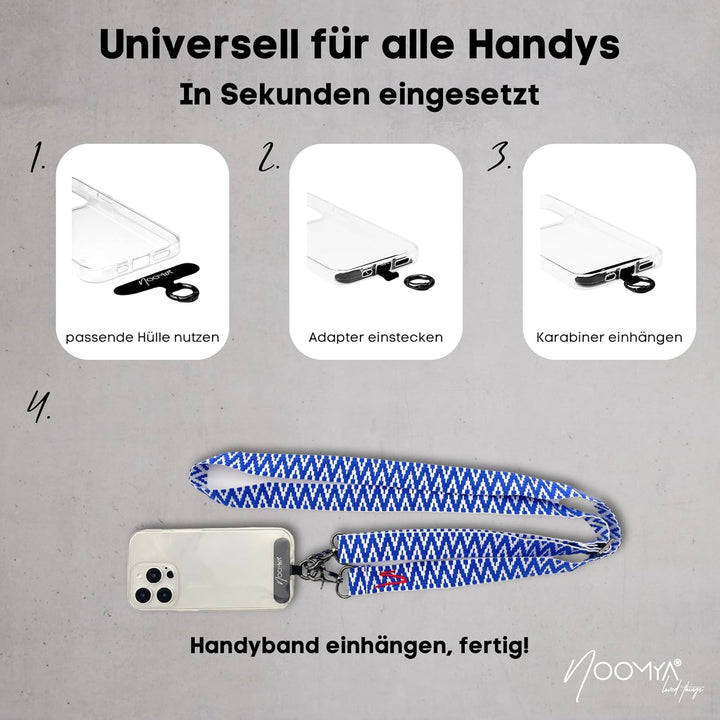 NOOMYA breite Handykette – Handyband universal zum Umhängen mit Adapter, Handy Band verstellbar & ab