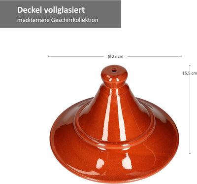 MamboCat Schmortopf I Tajine I 2 Liter I Mediterran I Unikat Handarbeit - Glasiert I Orientalisch I