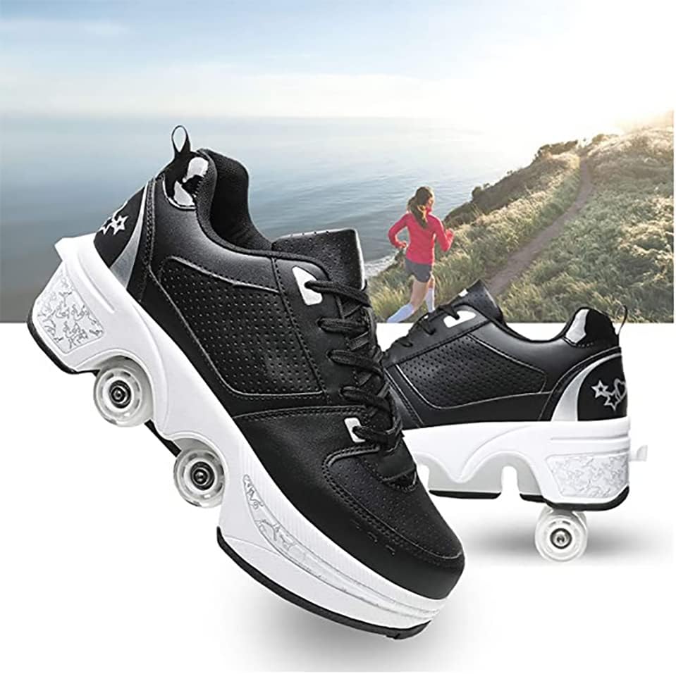 LDRFSE Schuhe mit Rollen, Rollschuhe Skateboard Schuhe Kinderschuhe Mit Rollen Skate Shoes Rollen Sc
