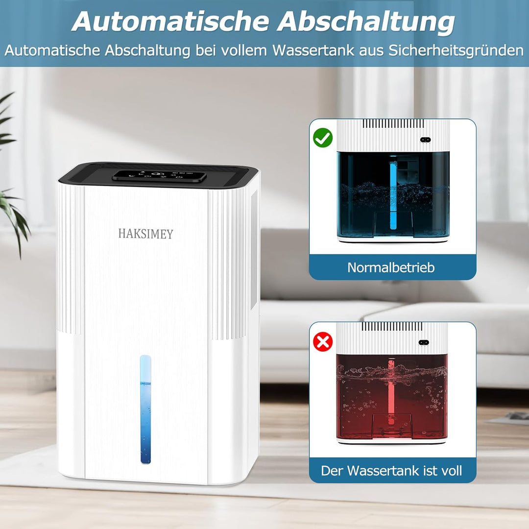 Luftentfeuchter elektrisch 2800ML,Tragbar Dehumidifier for Home mit Abtauen & Timer,Leise raumentfeu