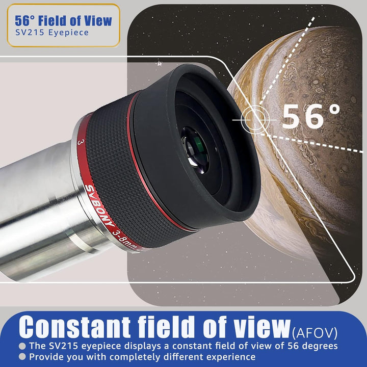 Svbony SV215 Planeten Zoom Teleskop Okular 3-8mm, 1.25inches Parfocal 56 Grad Constant AFOV, für Sho