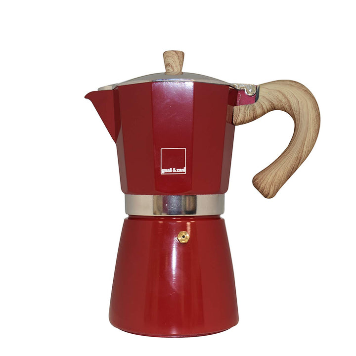 Gnali & Zani VEZ009/IND/RED Espressokocher, Aluminium, rot 9 cups Rot, 9 cups Rot