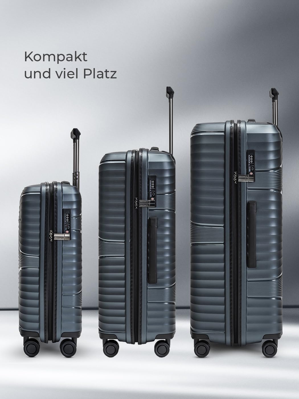 Pactastic Collection 02 Ultra leicht Hartschalen Koffer-Set 3-teilig | Robustes Polypropylen Materia