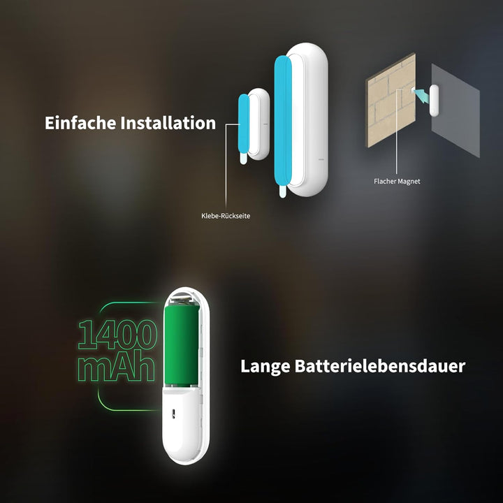 Aqara Tür- und Fenstersensor P2, Matter Over Thread, Erfordert Thread Border Router, Fernalarm, Loka