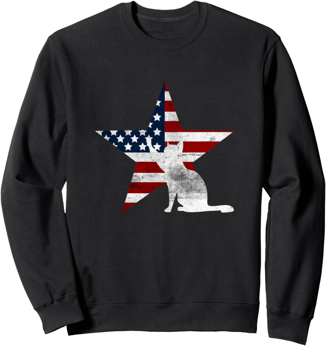4. Juli Katze USA Flagge Sunglass Freedom American Sweatshirt
