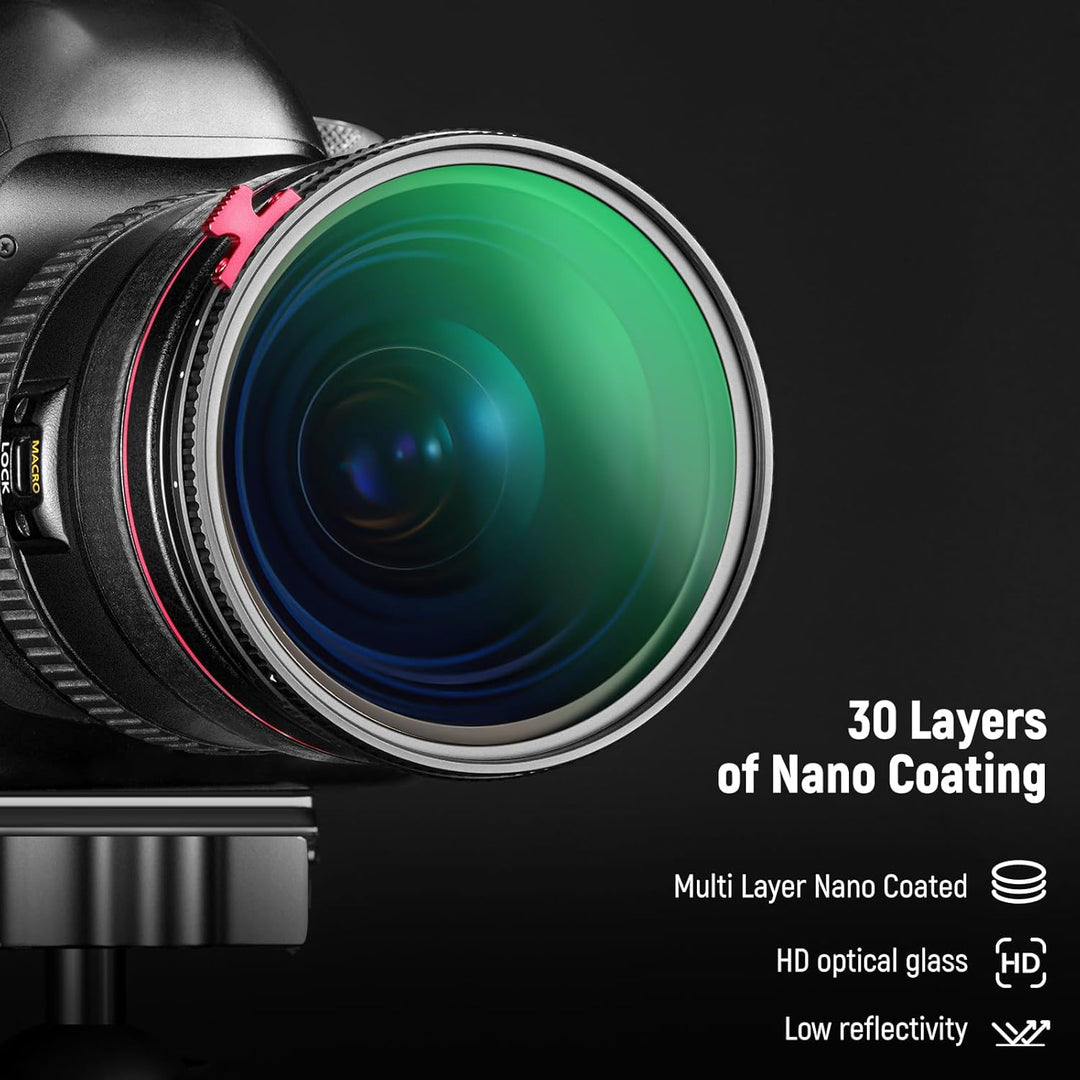 NEEWER 2 in 1 62mm Black Diffusion 1/4 Effekt mit ND2-ND32 Variable ND Filter kein X Kreuz Graufilte