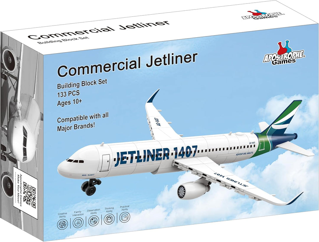 Apostrophe Games Kommerzielles Jetliner-Baustein-Set - 133 Stück, ab 10 Jahren Flugzeugmodell Spielz