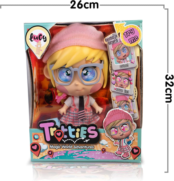 Trotties Lucy mit Emoti-Augen, Mehrfarbig, Reisepuppen aus der Zeichentrickserie, mit über 10 Access