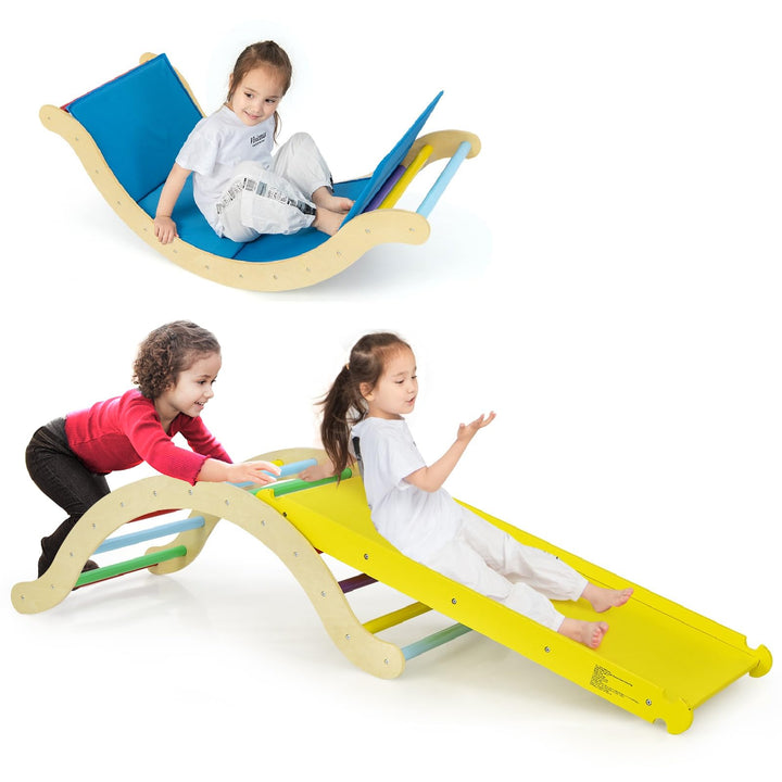 LIFEZEAL 3 in 1 Kletterdreieck mit Rutsche, Klettergerüst Set bis zu 60 kg, Kletterbogen Kinder aus