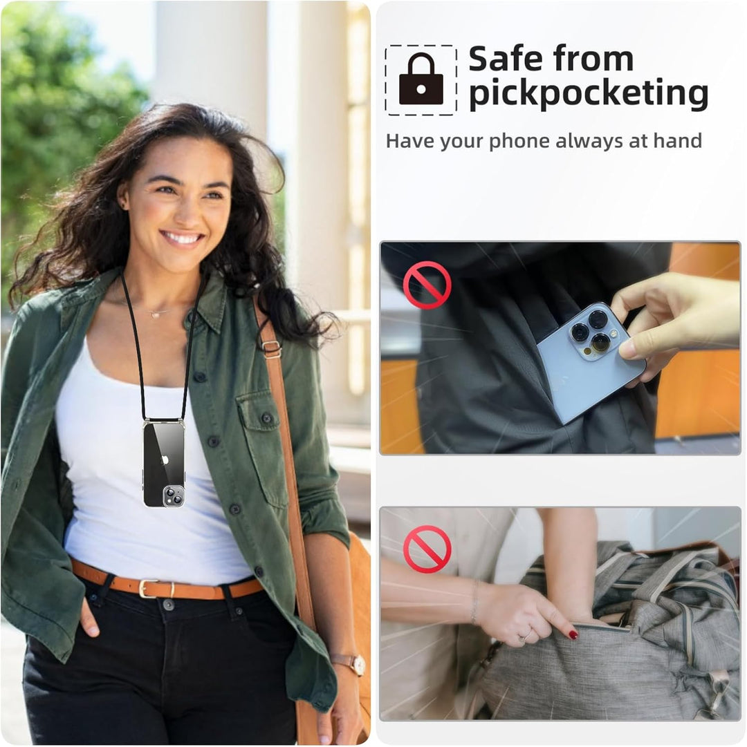 OLEPHY Handykette für iPhone 16 Plus Hülle mit Band, Necklace Handyhülle, Transparente Schutzhülle z