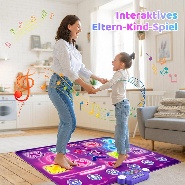 GuKKK Tanzmatte für Kinder, 2-Spieler & Wiederaufladbar Leucht Tanzmatte mit 8 LED-Lichtern&Bluetoot