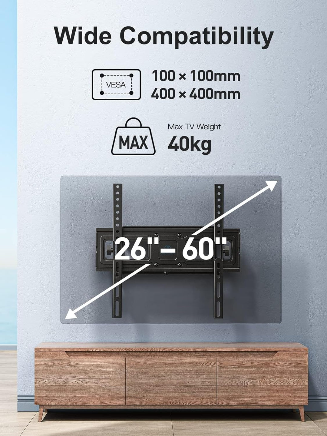 PERLESMITH TV Wandhalterung, Schwenkbare Neigbare TV Halterung für 26-60 Zoll Flach & Curved Fernseh