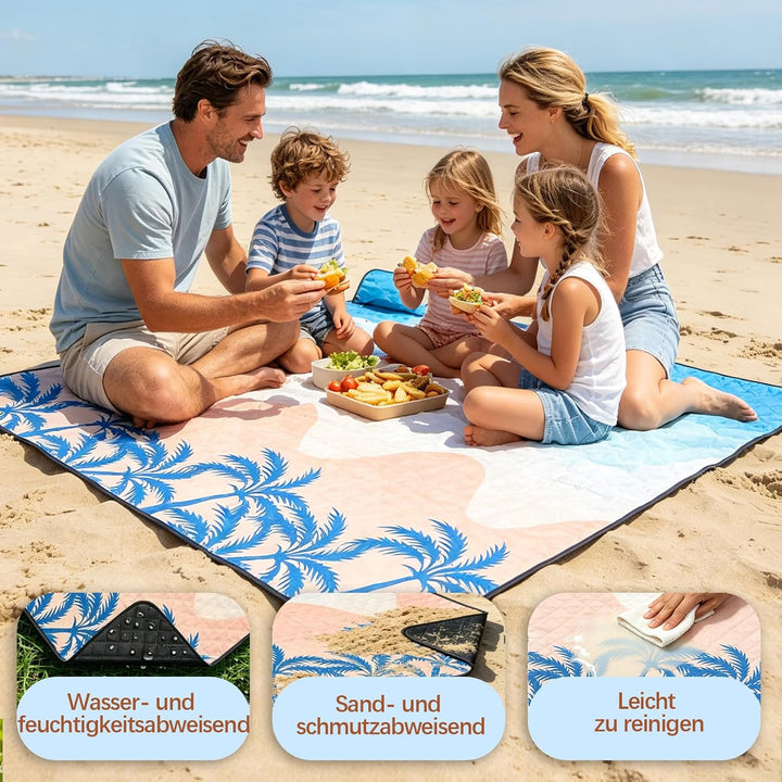 Picknickdecke 200x200 cm - Stranddecke XXL, wasserdicht & isoliert Campingdecke, atmungsaktiv und we