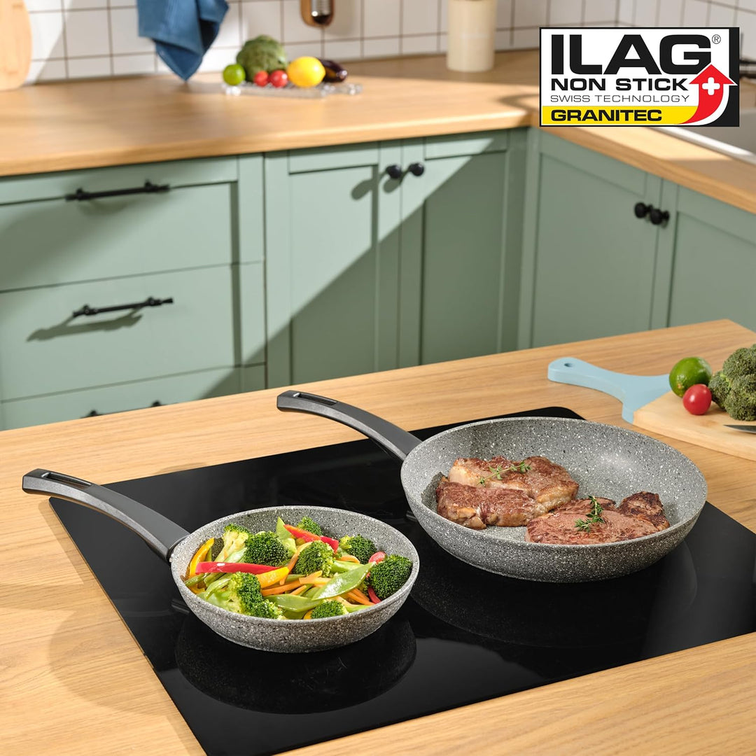 KARACA Gris Biogranit Pfannenset, 2-teilig - Perfekte Küchenbegleiter für müheloses Kochen