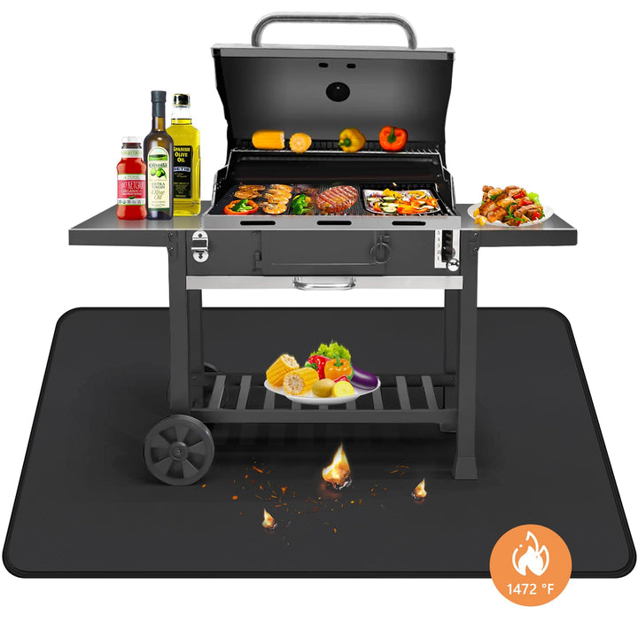 Digiroot Feuerfeste Unterlage 100×180cm, Faltbare Grillunterlage Bodenschutz, Silikon-Glasfaser Hitz
