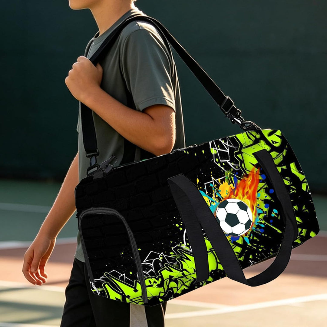 LUKIUP Sporttasche Kinder, Fussball Schwimmtasche Jungen Damen mit Schuhfach | Weekender Reisetasche