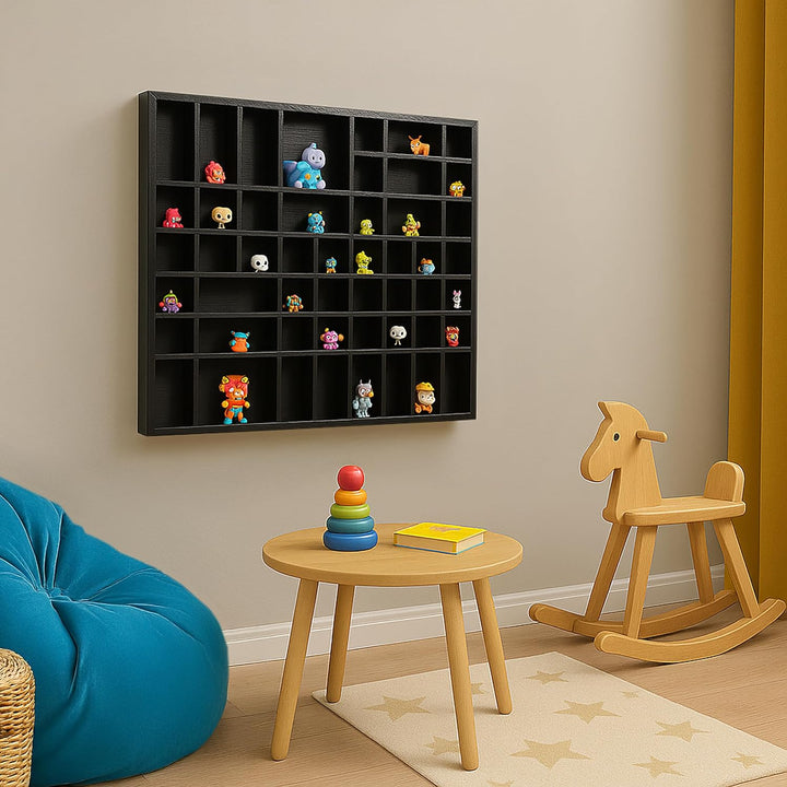 Creative Deco Schwarze Setzkasten Holz Sammelbox Holztablett 51 Fächer | 52 x 46 x 5 cm | Bemalen Ho