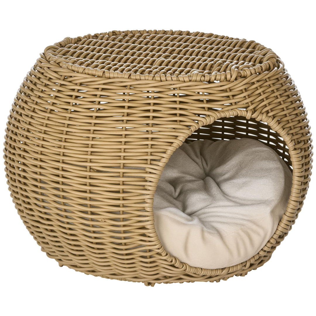 PawHut Katzenhöhle Katzenbett Katzenbett Katzenhöhle Katzenhaus aus Polyrattan Imitation Weiches Kis